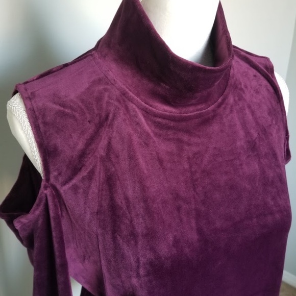 Calvin Klein | Tops | Calvin Klein Velvet Cold Shoulder Blouse Top ...